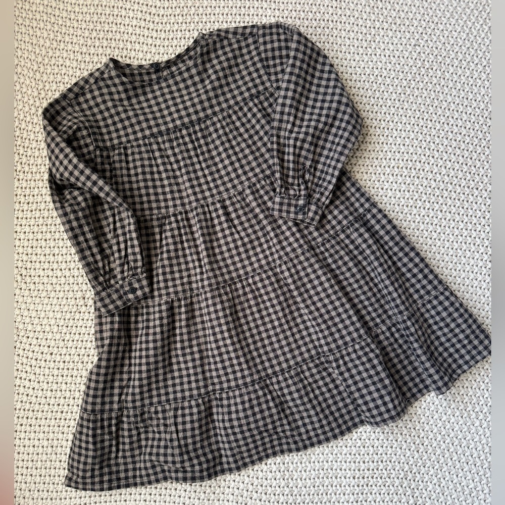 Zara 6 gingham checkered tiered dress